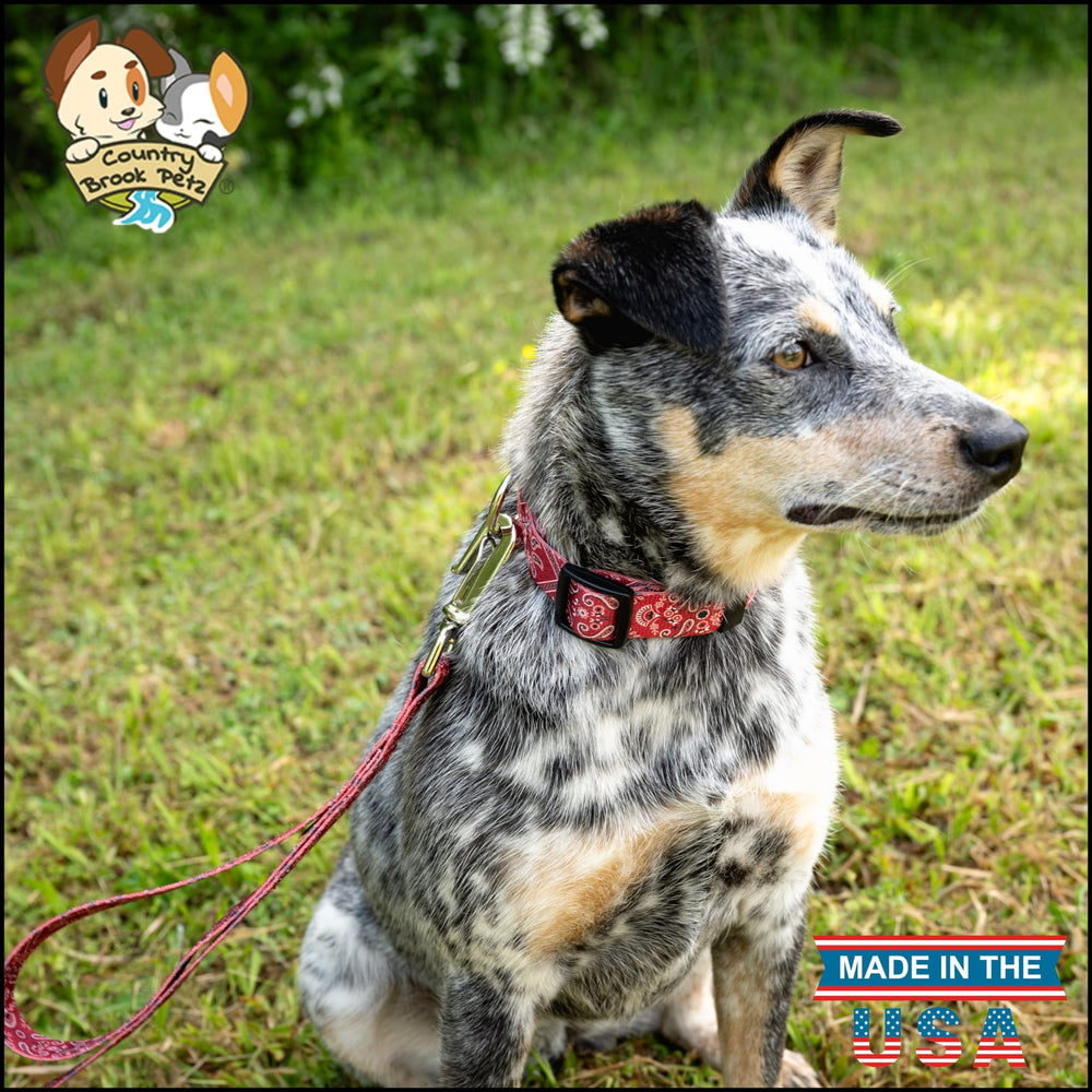 Country Brook Petz Deluxe Red Bandana Collar red bandana texture shows durable colorfast material