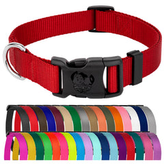 Country Brook Petz everyday collar red front view highlights classic style and secure fit.