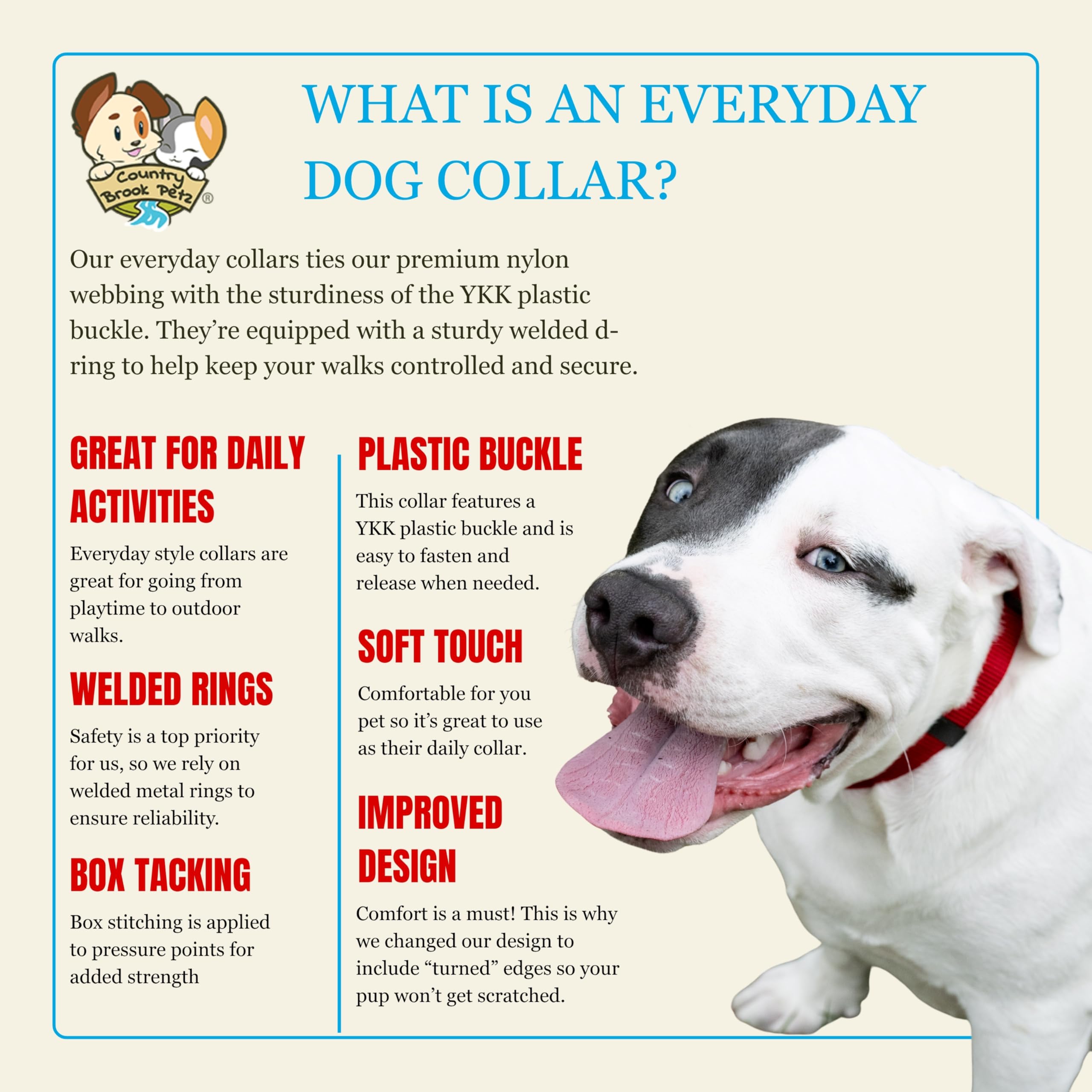 Country Brook Petz collar is machine washable for effortless cleanup after muddy walks.