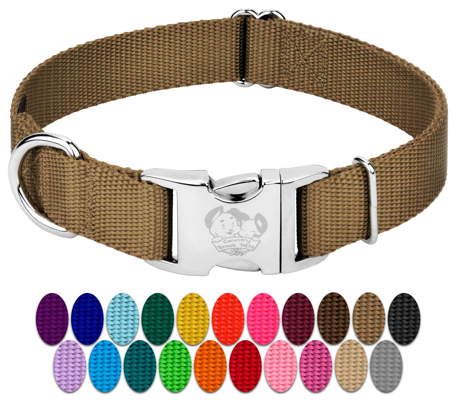 Country Brook Petz premium nylon collar closeup shows durable edges and comfortable feel