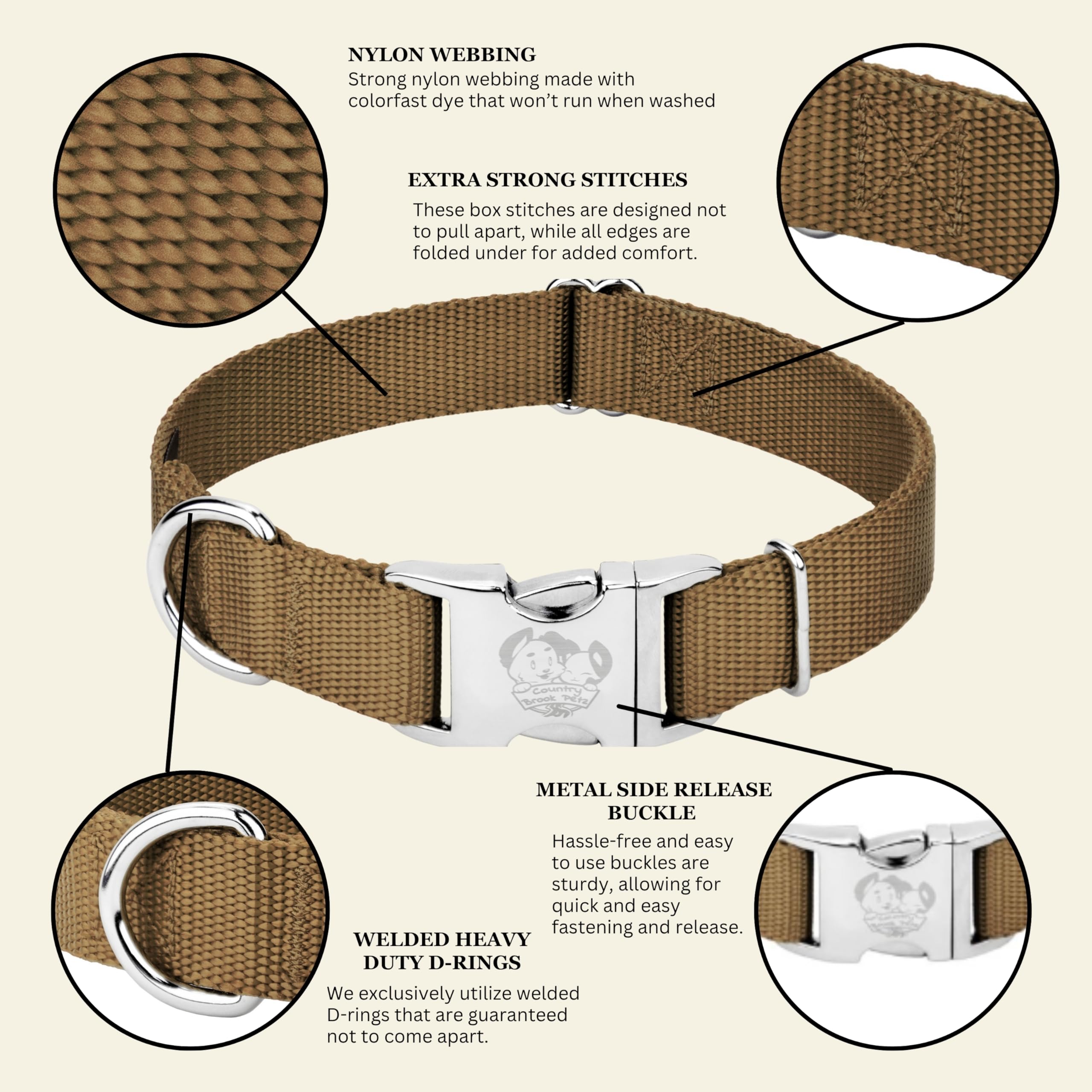Country Brook Petz premium nylon collar soft texture for everyday wear