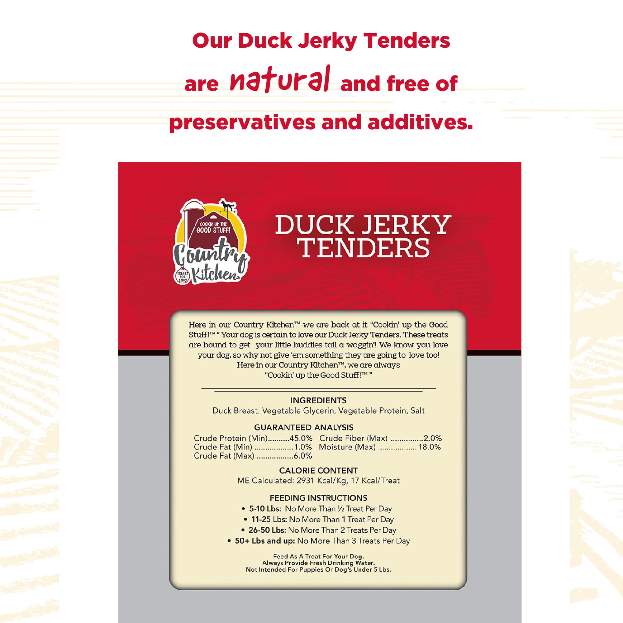Country Kitchen Duck Jerky Tenders dog enjoying a chew