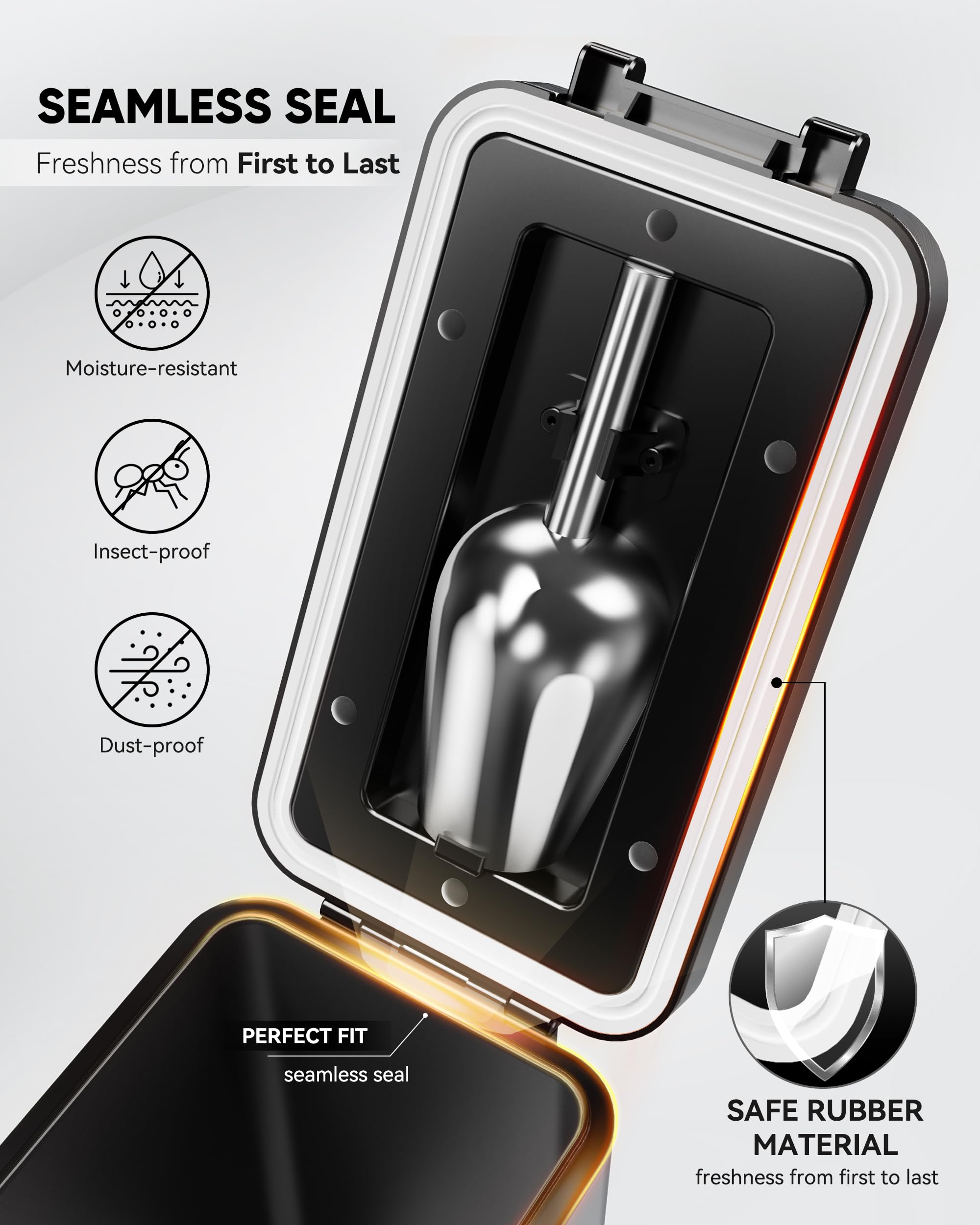 Courpal metal shell and inner liner highlight durable construction for long-term pet food storage