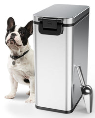 Courpal stainless steel dog food storage container airtight closeup showing premium seal for freshness