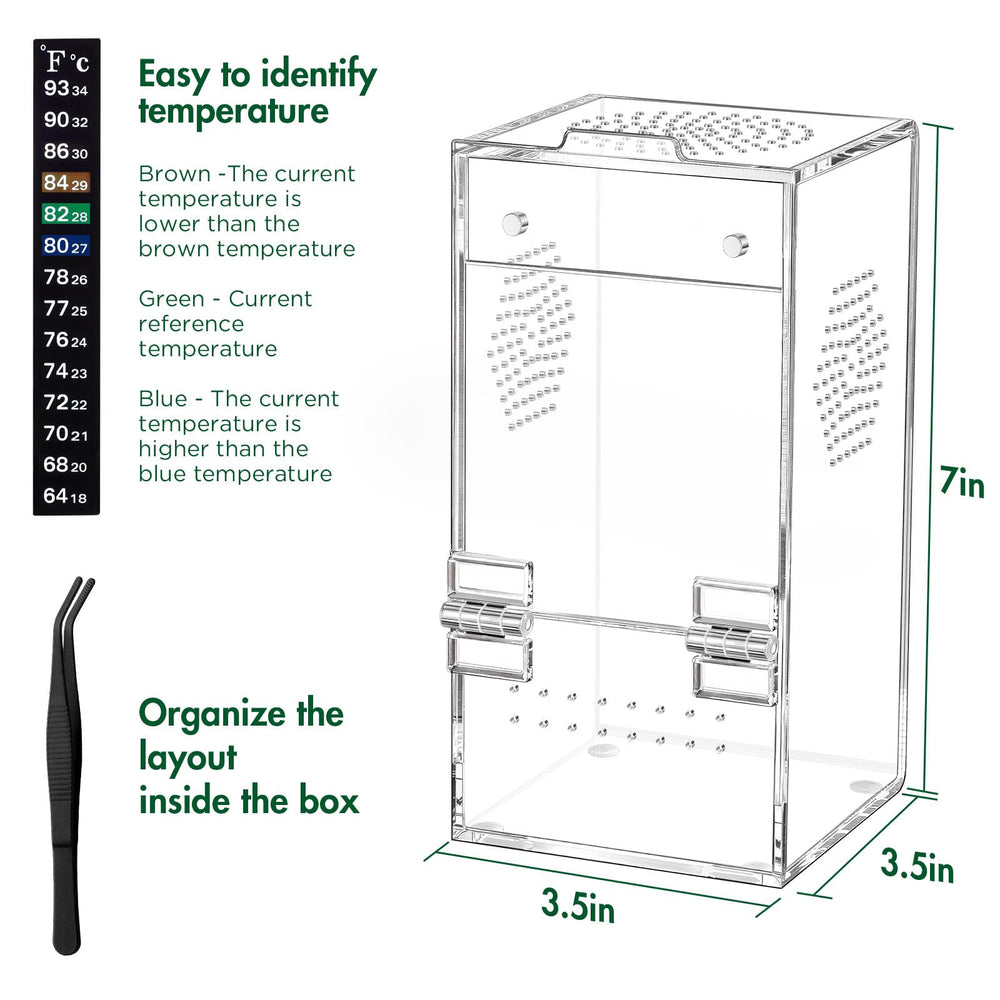 CourtyardAid 3.5x3.5x7-inch enclosure illustrates spacious habitat.