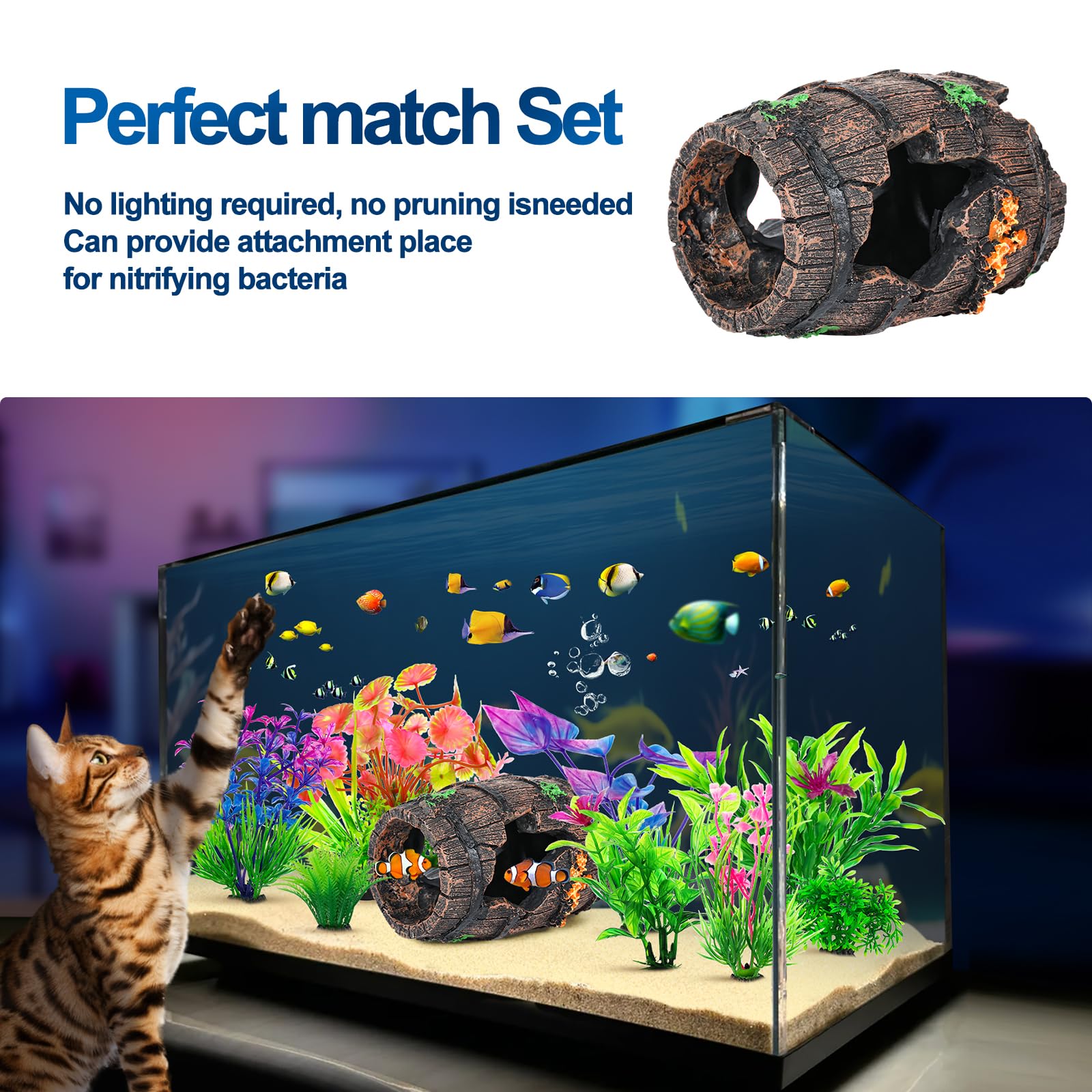 CousDUoBe aquarium plants 8pcs add natural movement and privacy for fish.