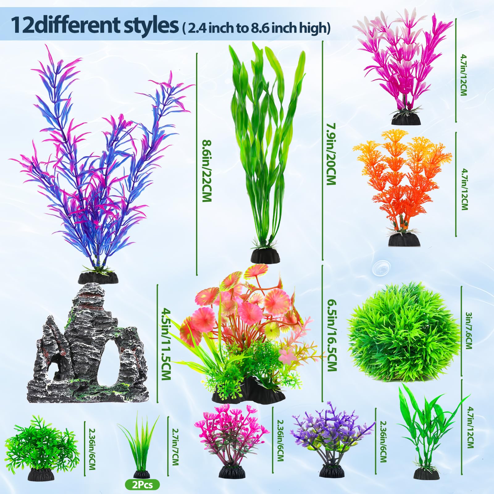 CousDUoBe short plants highlight soft leaves not scratching fins