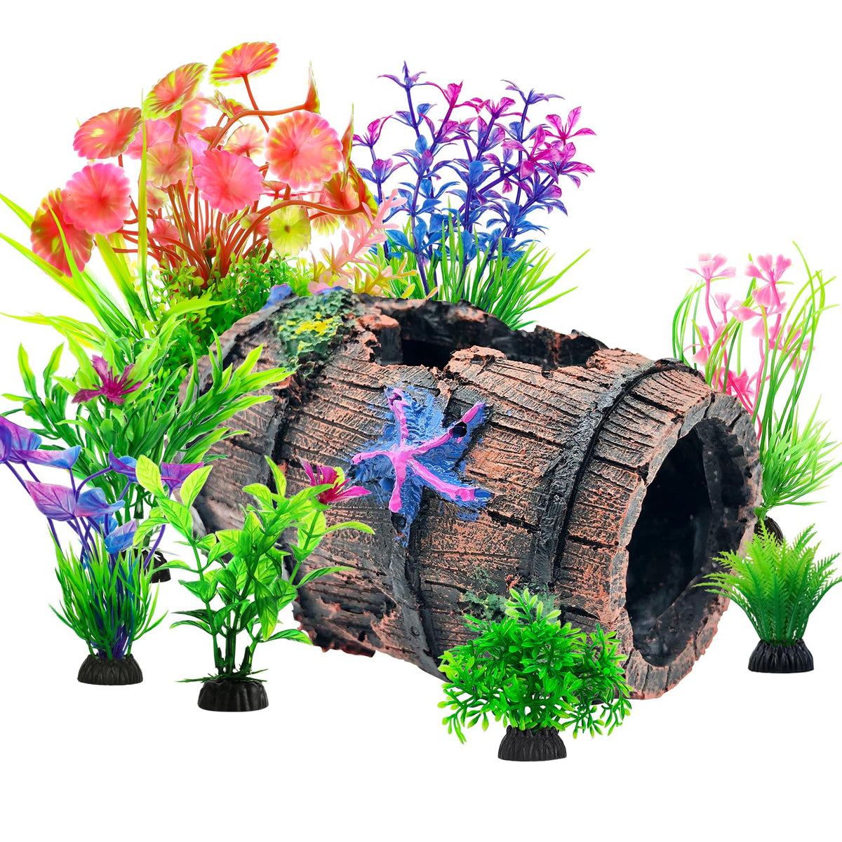 CousDUoBe broken barrel decor adds aged charm and hiding space in tank.
