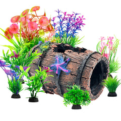 CousDUoBe broken barrel decor adds aged charm and hiding space in tank.