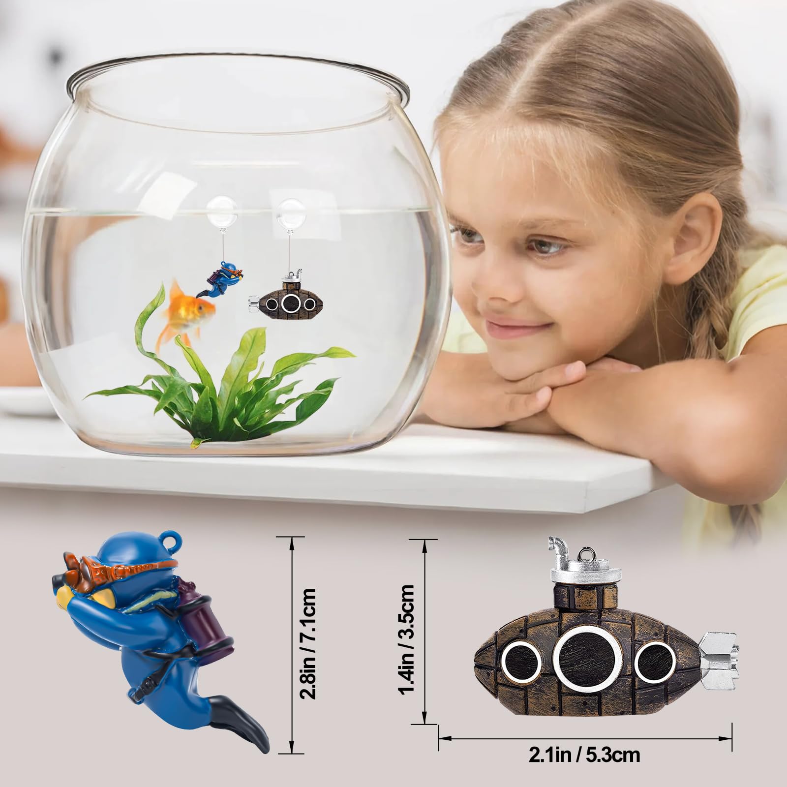 CousDUoBe floating diver figure provides shelter and exploration for fish.