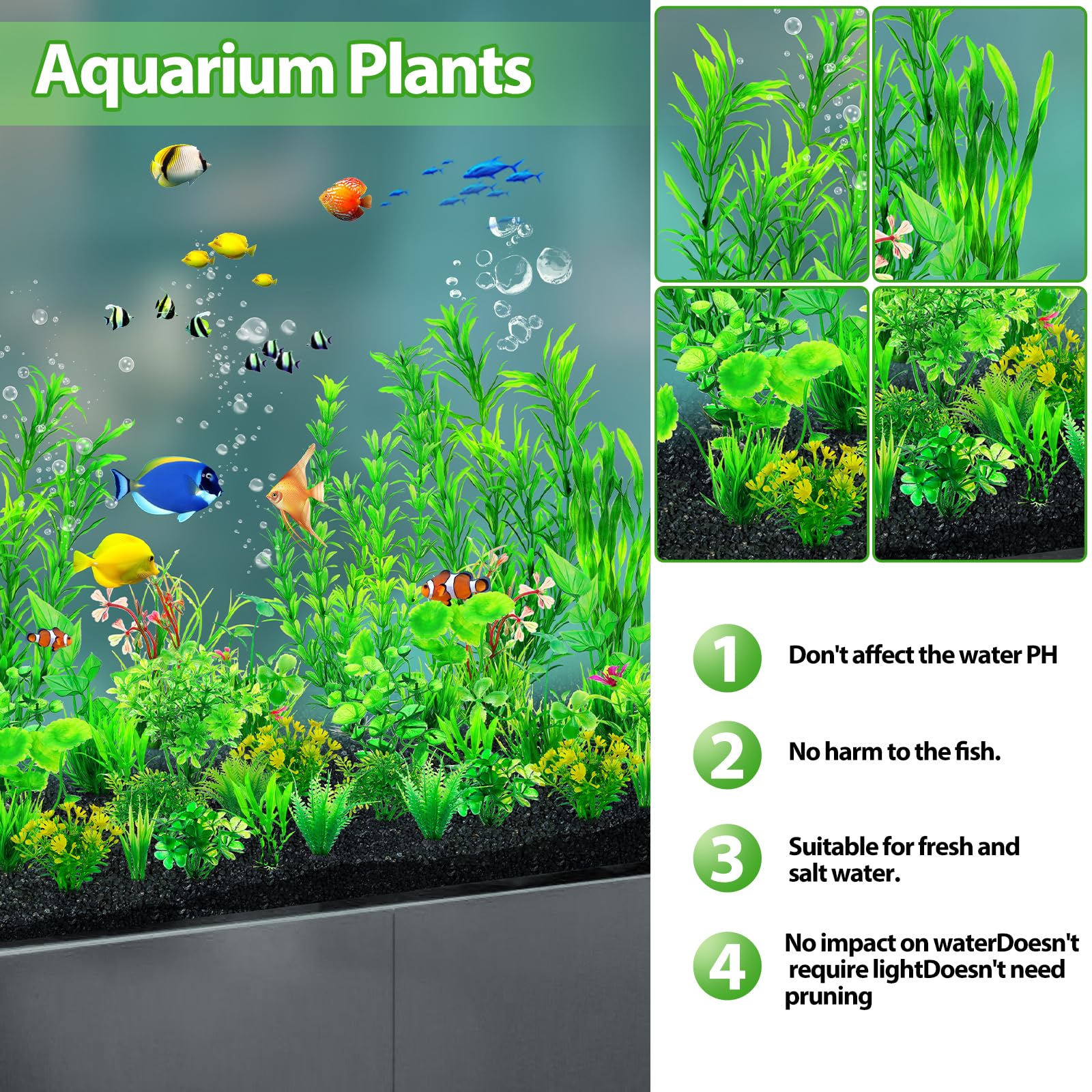 CousDUoBe no-fade aquarium plants maintain color without extra lighting.