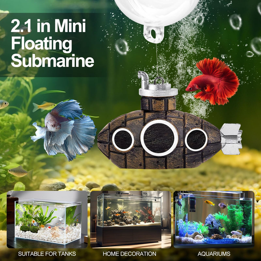 CousDUoBe retro submarine ornament enhances tank aesthetics and storytelling.