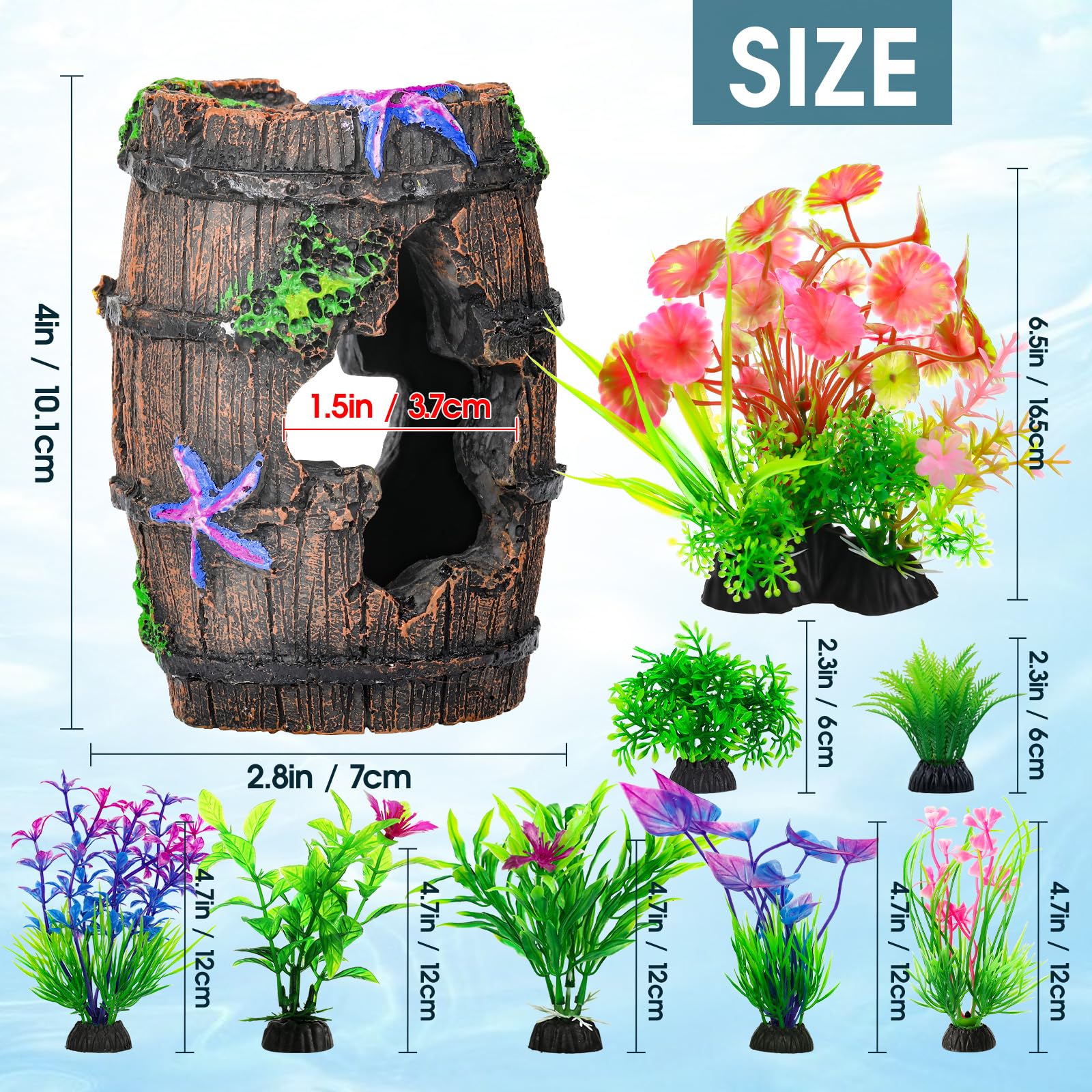CousDUoBe starfish barrel decor accents tank detail with shelter for fish.