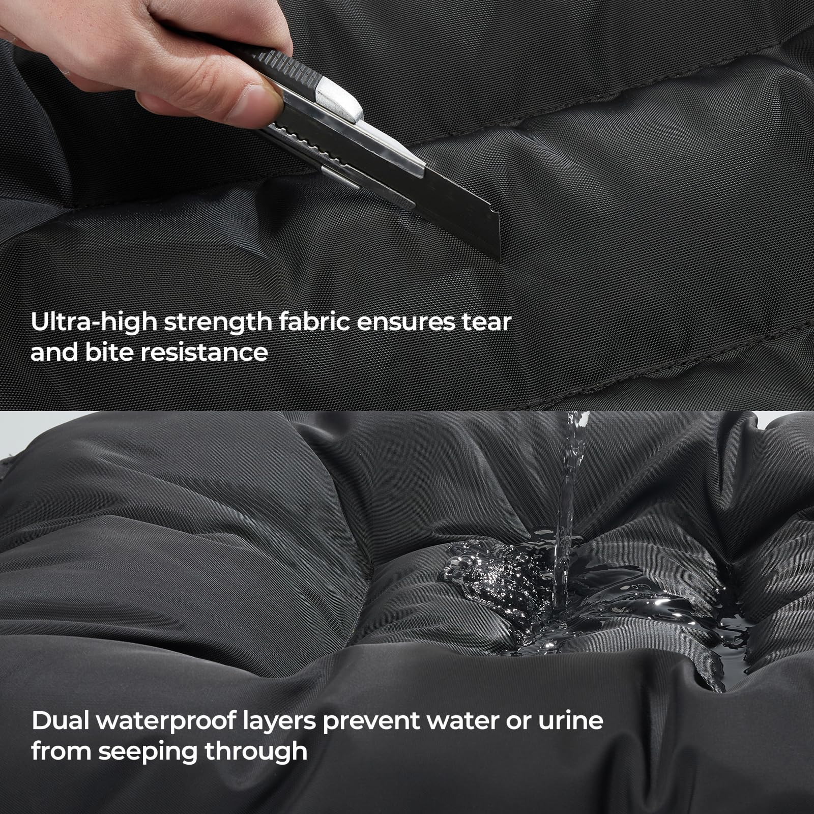 Couzssyhi bed surface with stain-resistant coating repels hair and spills