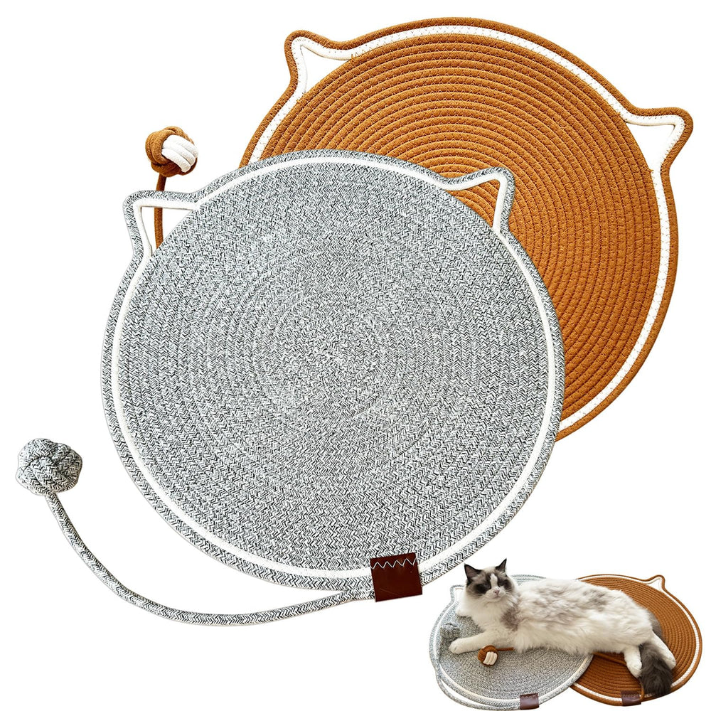 CoveCozy cat scratching mat shows natural cotton rope texture for durable play