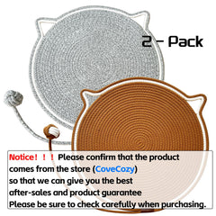 CoveCozy cat scratching mat includes a cat ball toy for interactive play