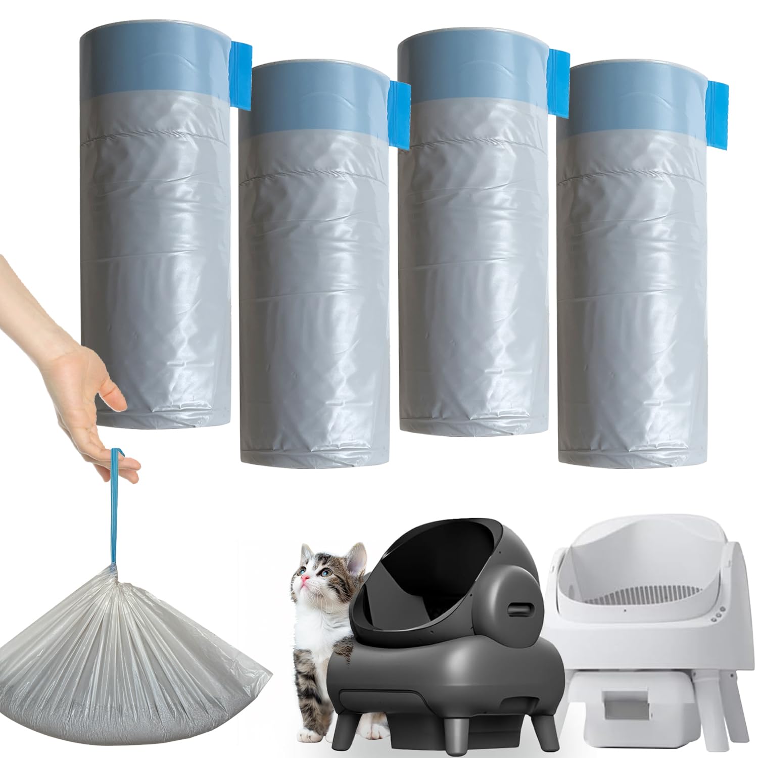 CoveCozy litter bags packaging highlights 80-count value and NeakasaM1 compatibility.