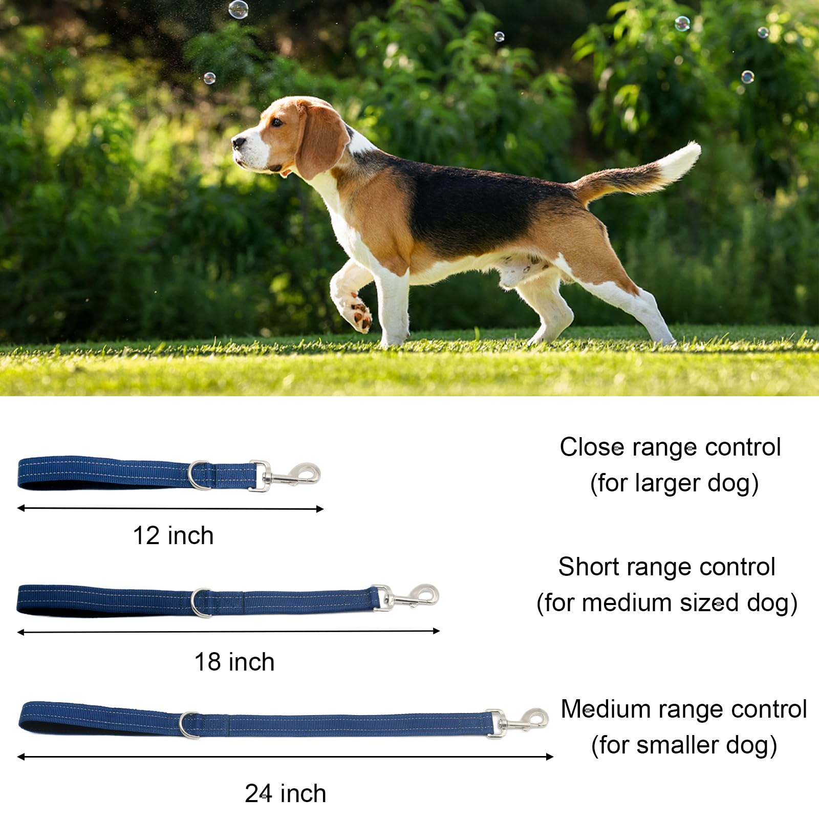 Cover Geny Nylon Short Leash 24in suitable for all sizes and breeds during training.