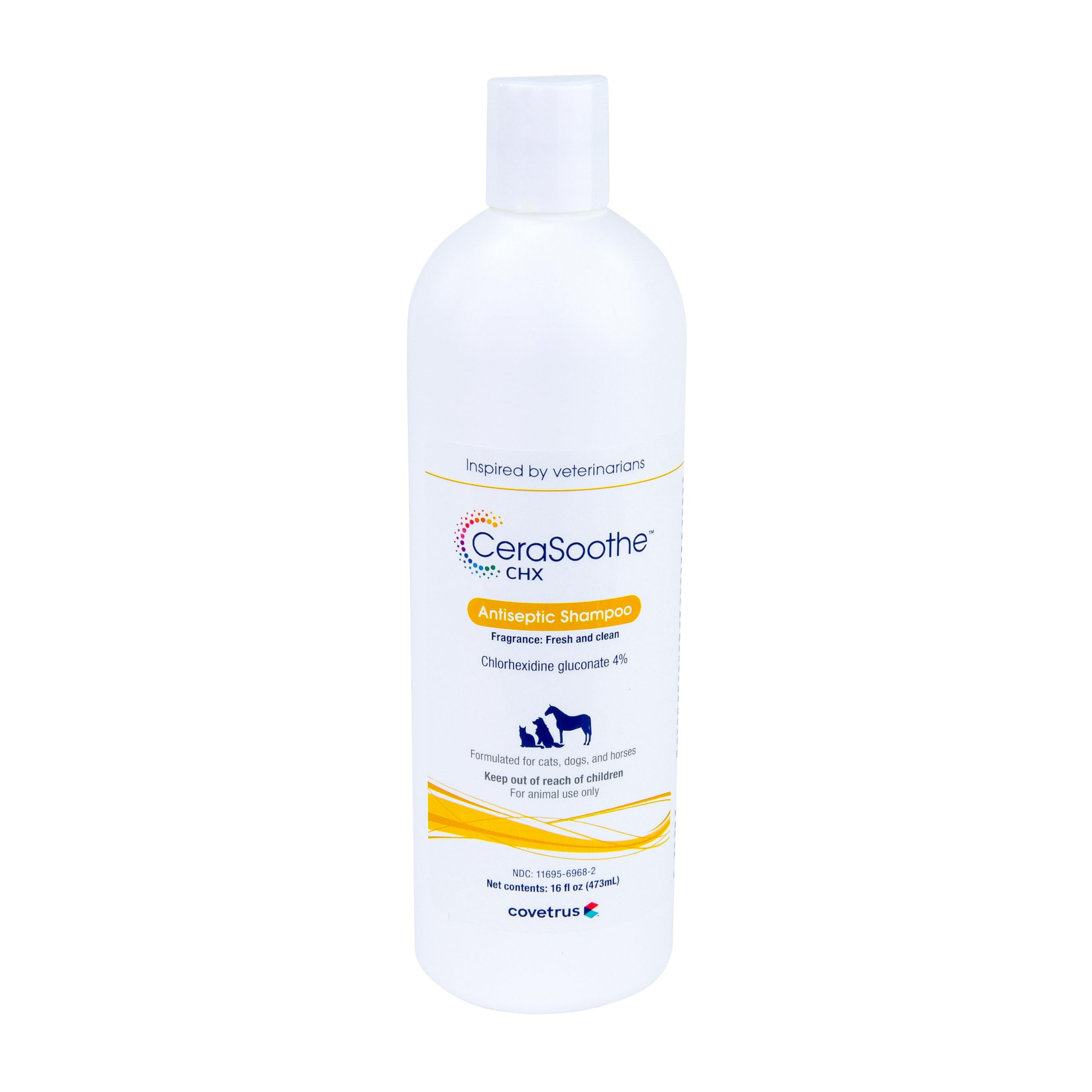 Covetrus CeraSoothe CHX shampoo bottle 16oz with antibacterial cleansing for pets