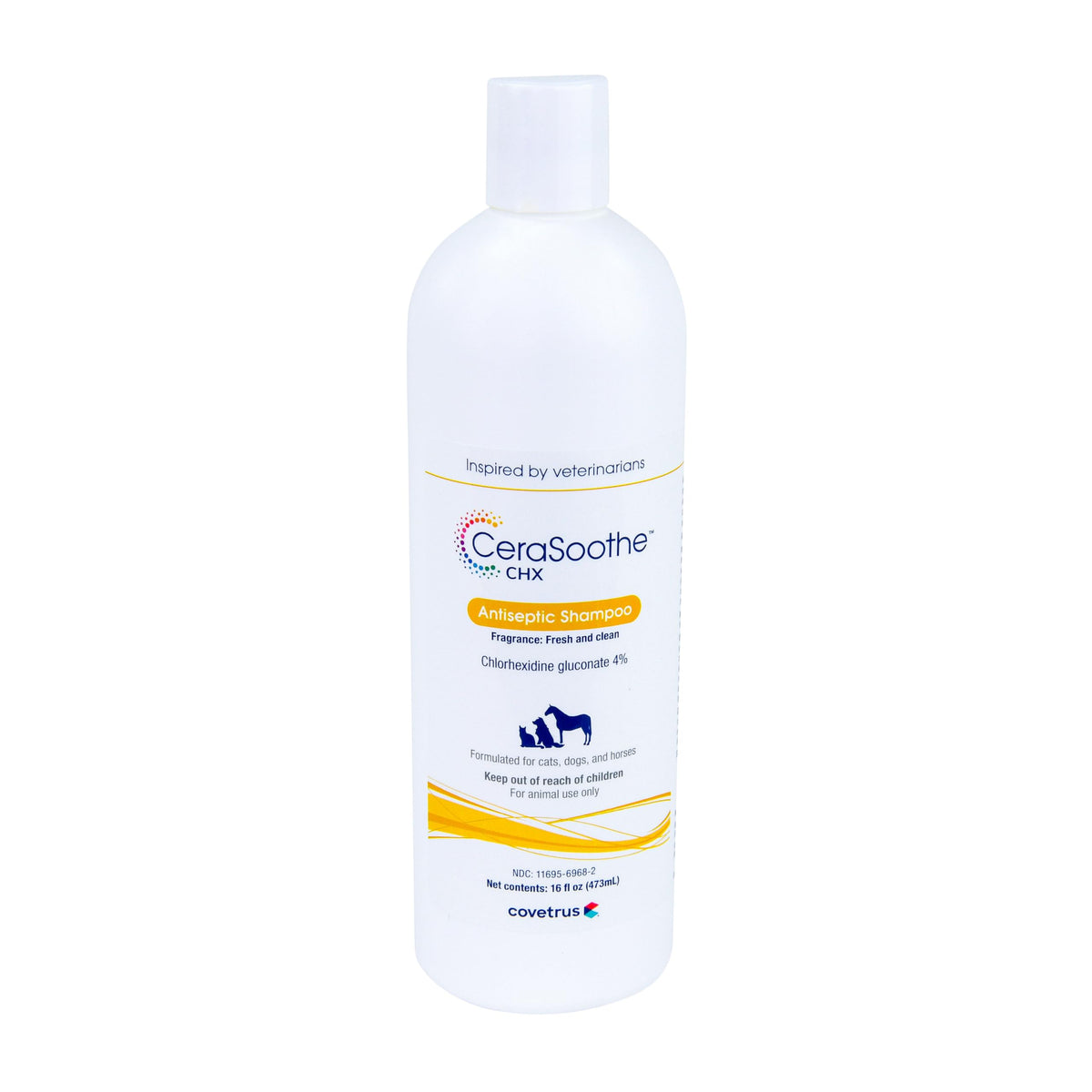 Covetrus CeraSoothe CHX shampoo bottle 16oz with antibacterial cleansing for pets