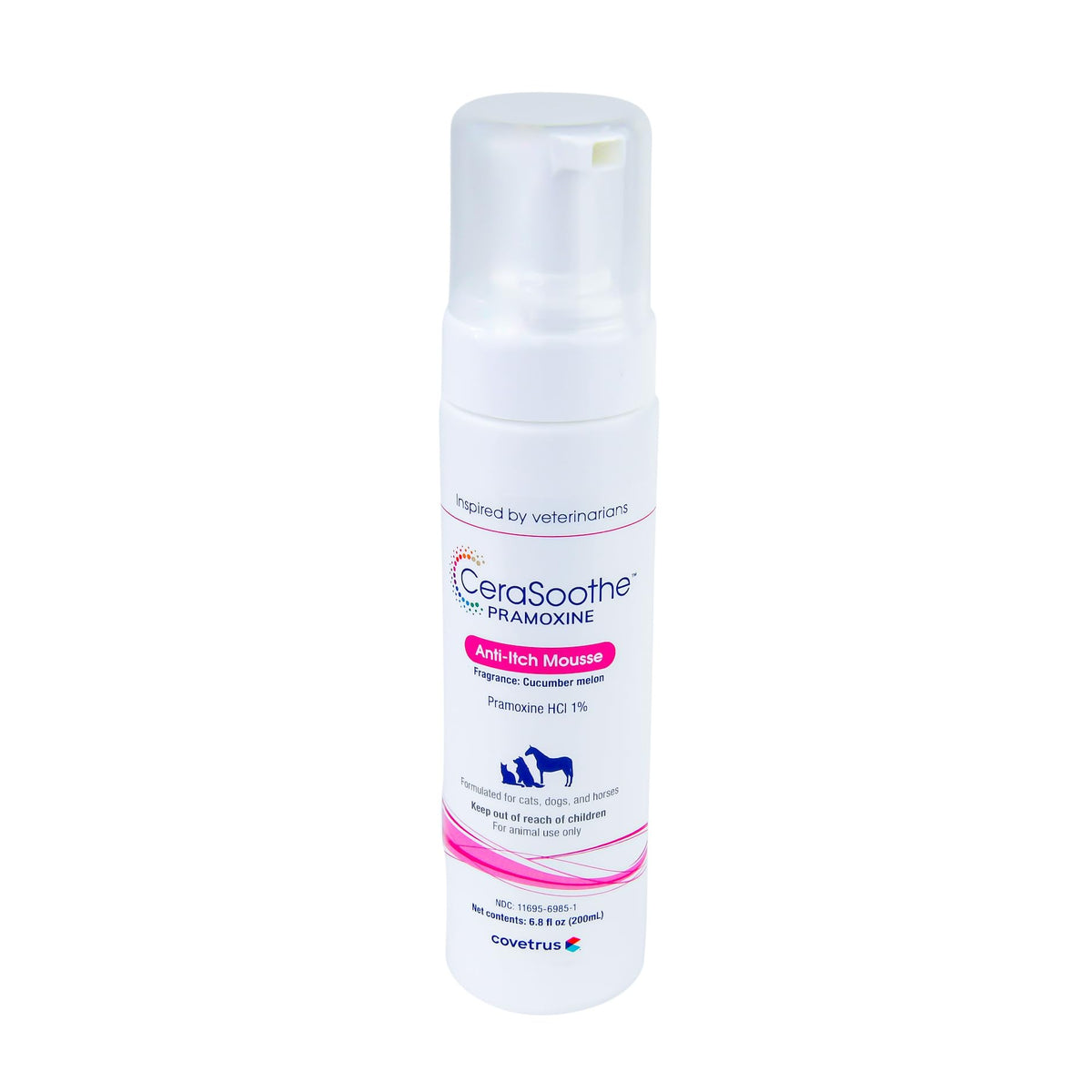 Covetrus CeraSoothe Pramoxine Mousse bottle ready for pet itch relief routines