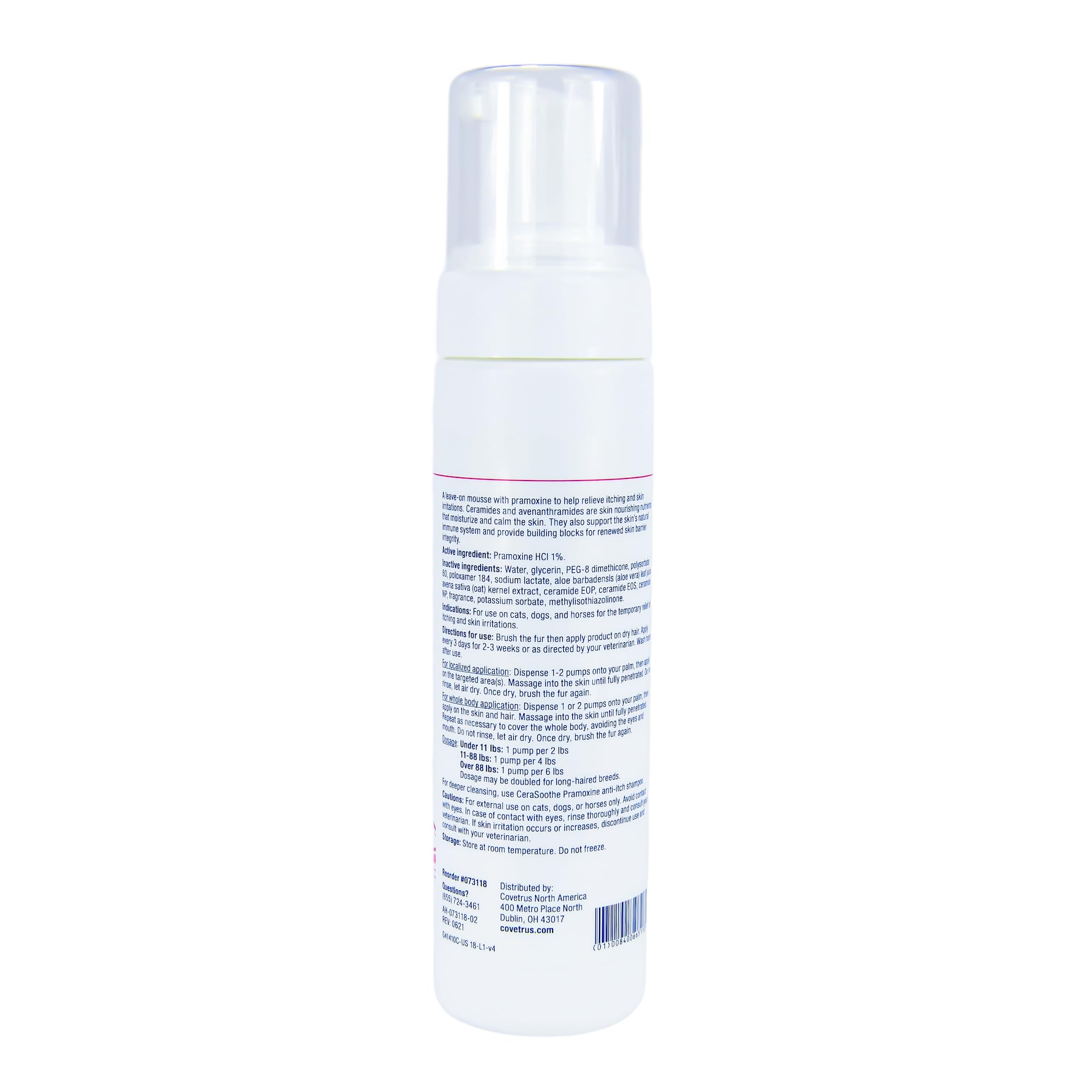 Covetrus CeraSoothe Pramoxine Mousse dispensing action for easy application