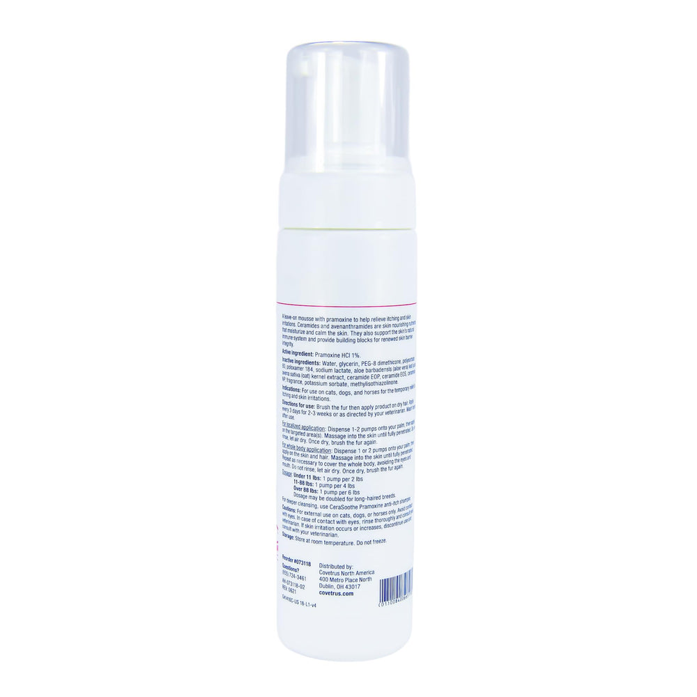 Covetrus CeraSoothe Pramoxine Mousse dispensing action for easy application