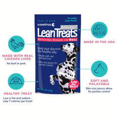 Covetrus Nutrisential Lean Treats provide 7 calories per treat.
