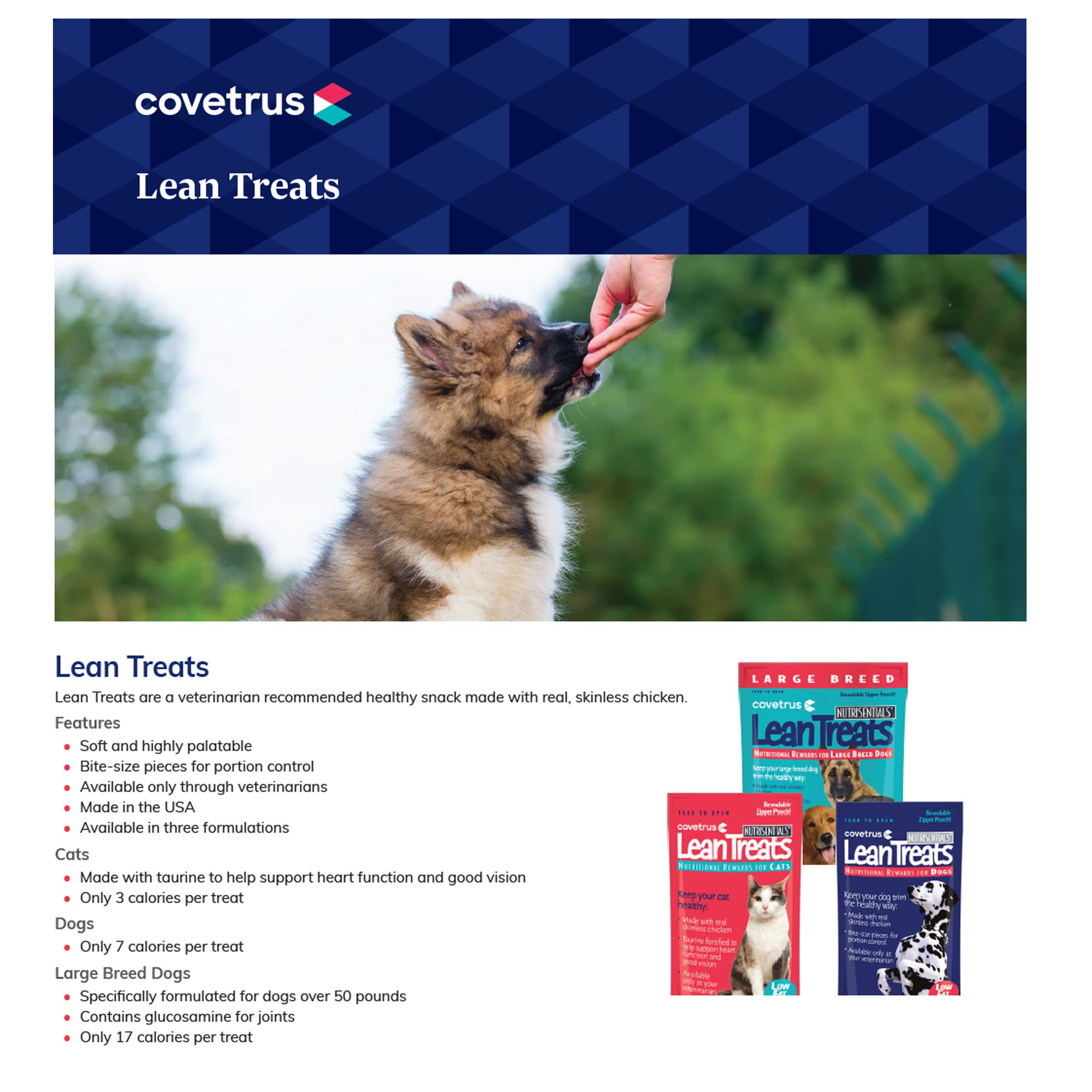 Covetrus Nutrisential Lean Treats chicken-flavor treats highlight savory aroma for large dogs.