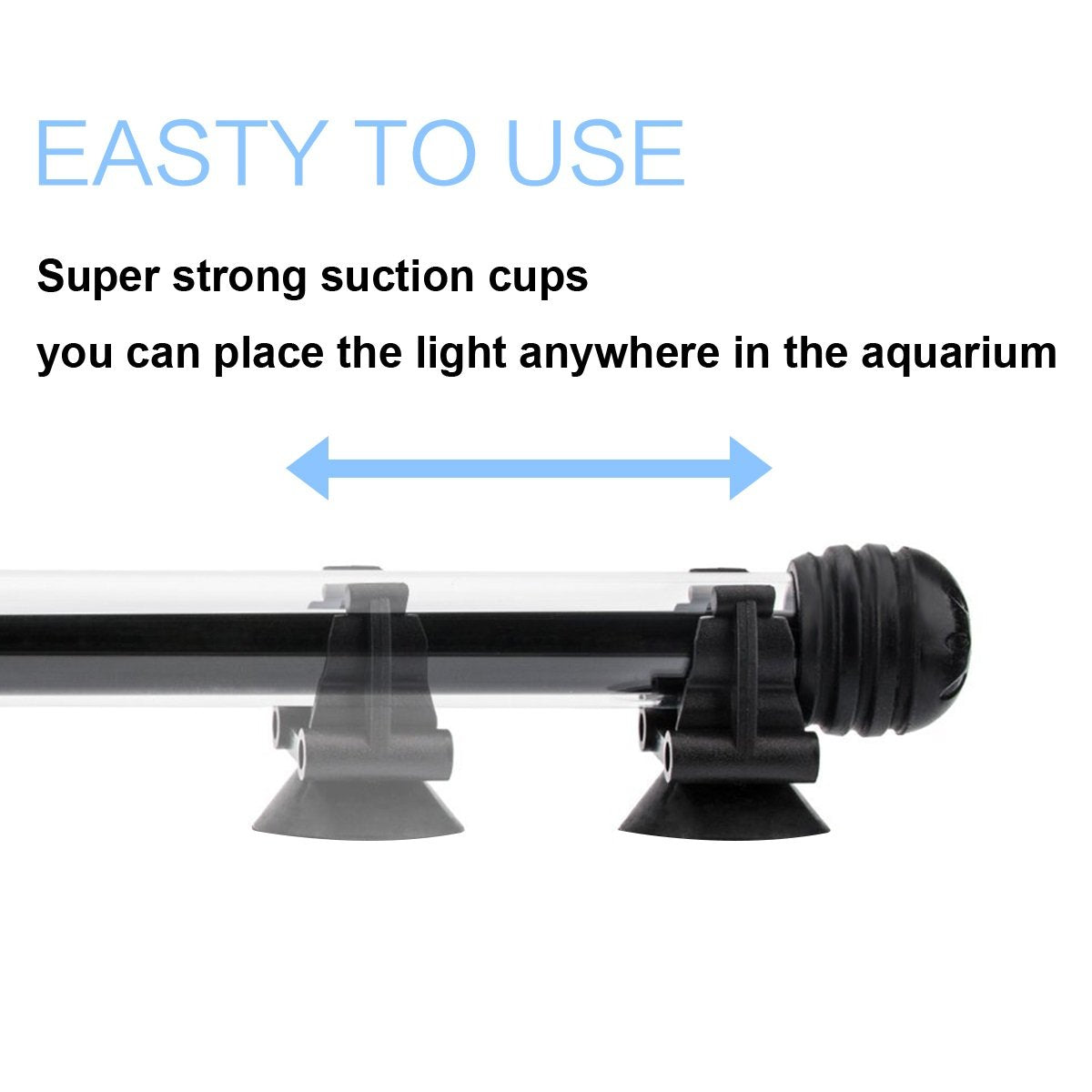 COVOART suction cups secure the light inside the aquarium.