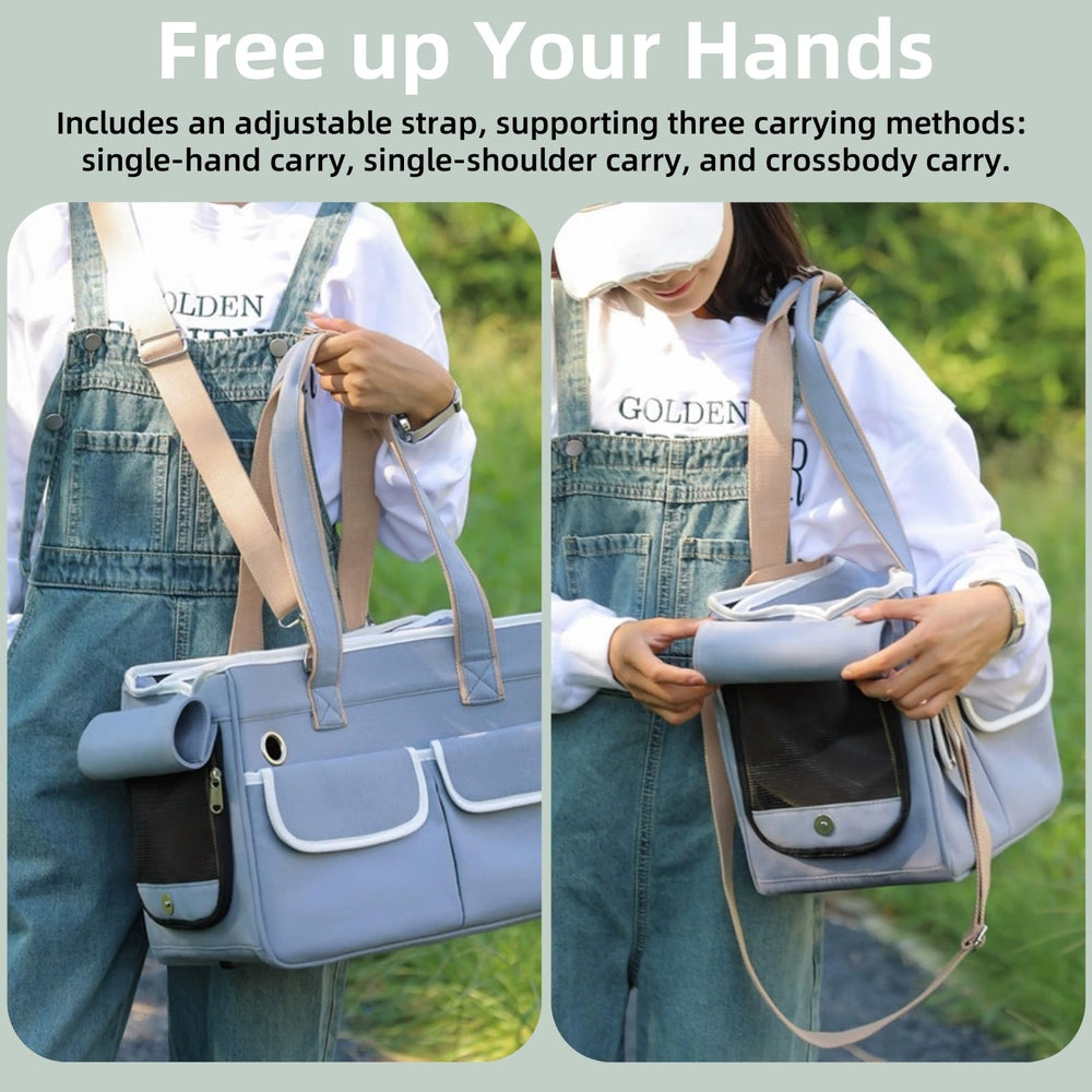Covzoe front pockets hold snacks or small essentials during outings.