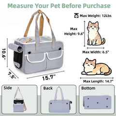 Covzoe pet carrier side view showing sturdy canvas and secure zipper.