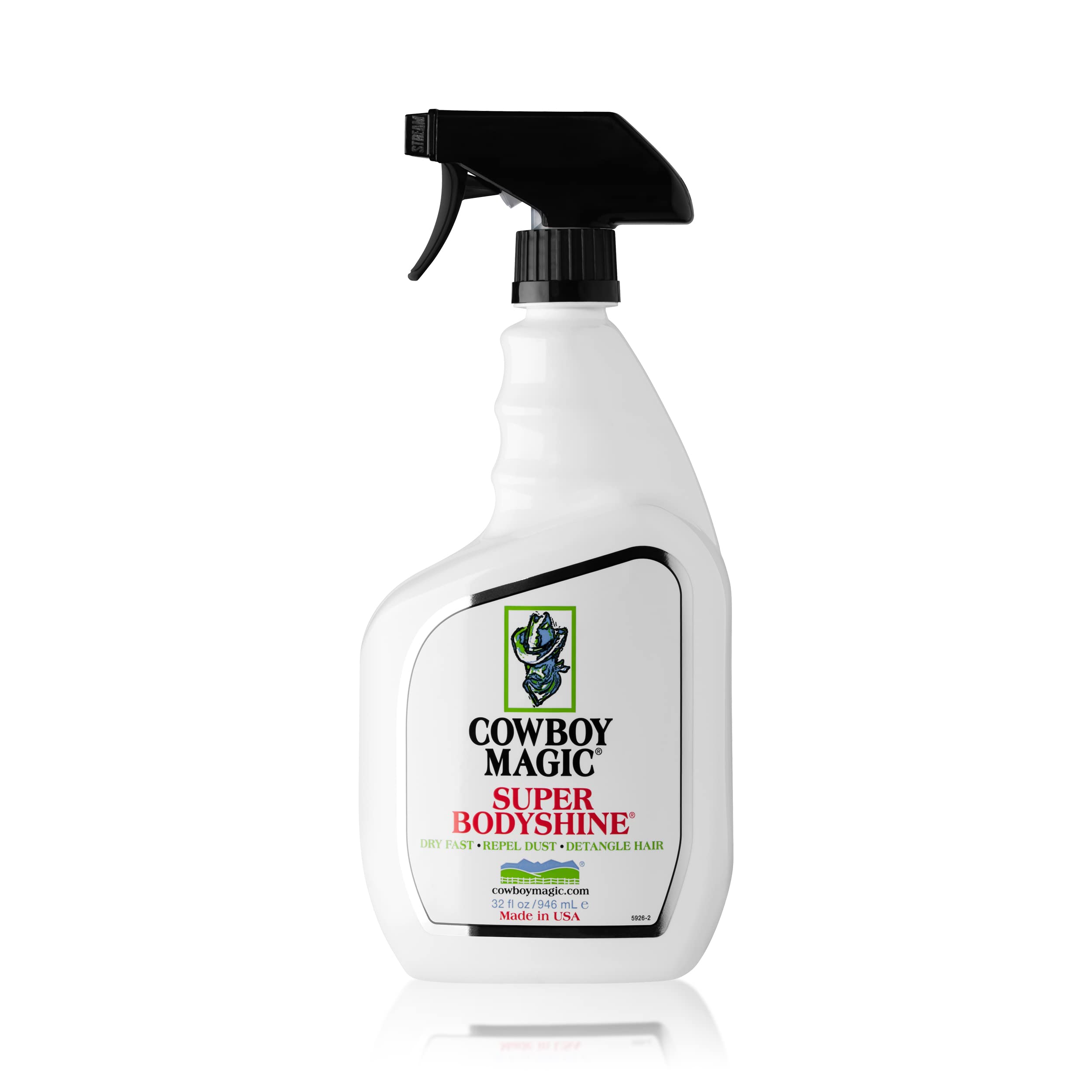 Cowboy Magic Super Bodyshine bottle delivers fast-dry shine for coats.
