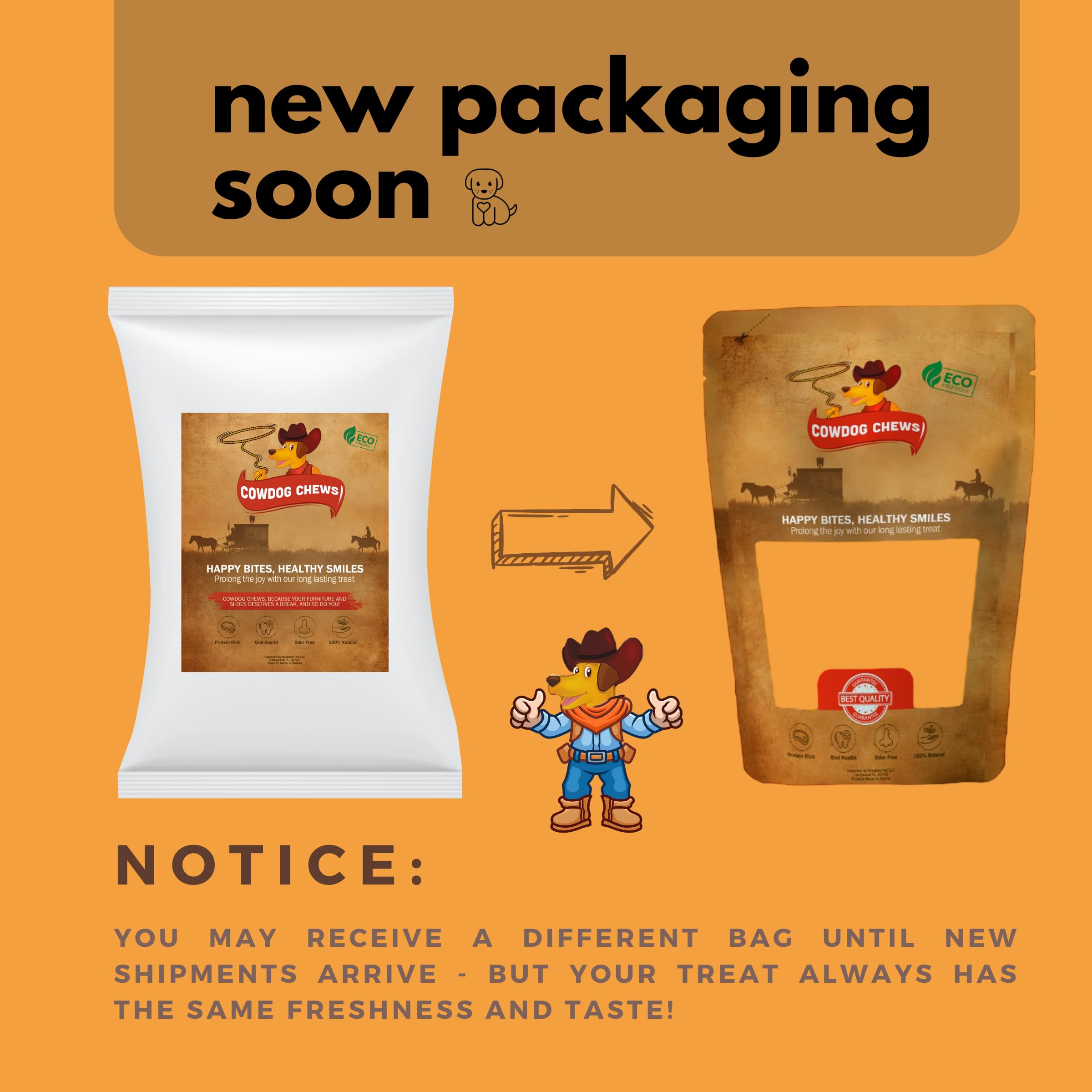 Cowdog Chews Beef Bully Stick closeup texture highlights collagen richness and chewability.