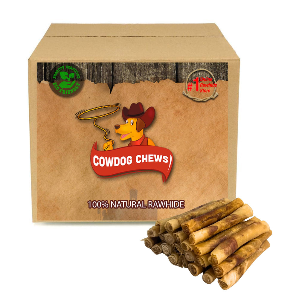 Cowdog Chews Rawhide Gourmet Meaty Rolls 24-pack with savory beef filling for aggressive chewers and dental support