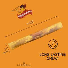 Cowdog Chews Rawhide Gourmet Meaty Rolls beef filling close-up, savory aroma for tasty rewards.