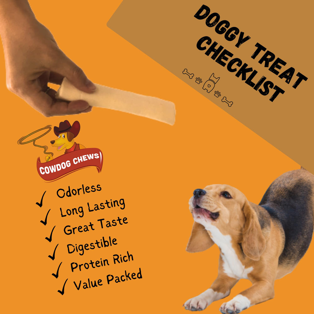Cowdog Chews Rawhide Meaty Rolls dog chewing for a long-lasting treat.