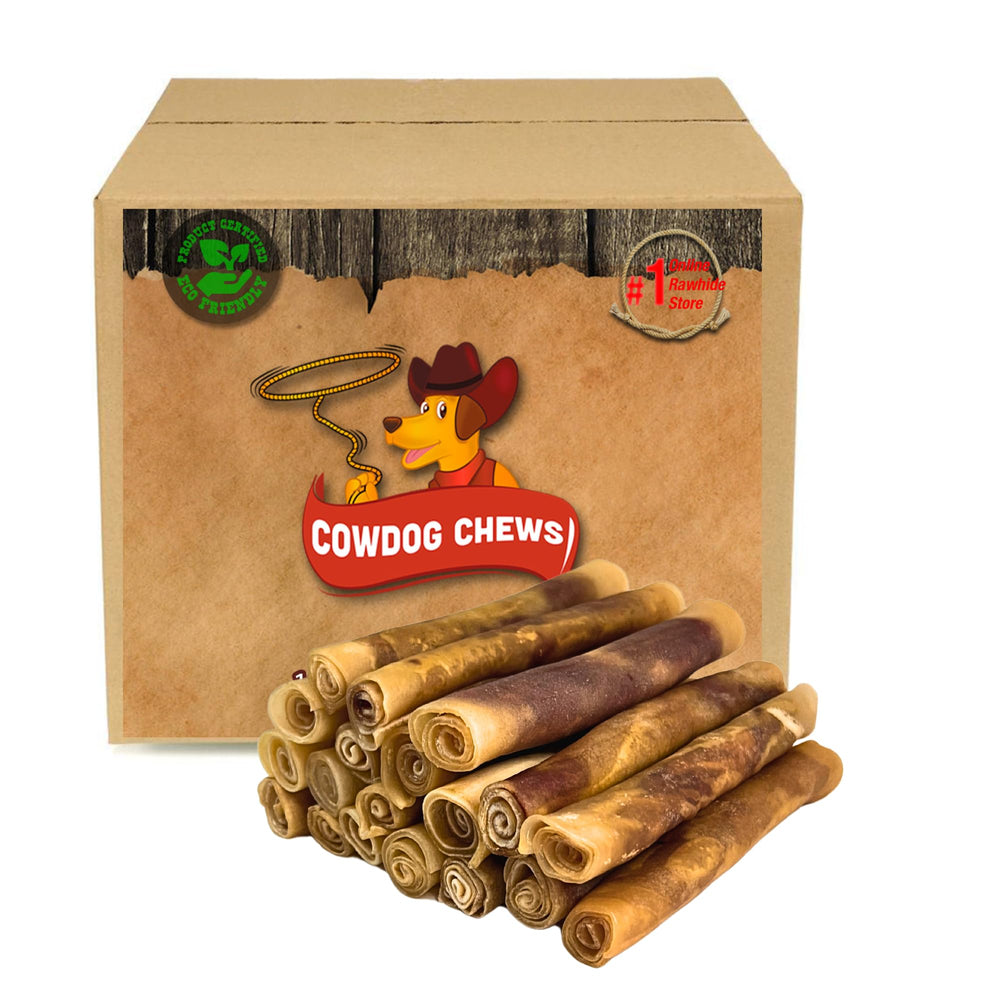 Cowdog Chews Rawhide Meaty Rolls pack closed – premium beef filling for long-lasting chewing.