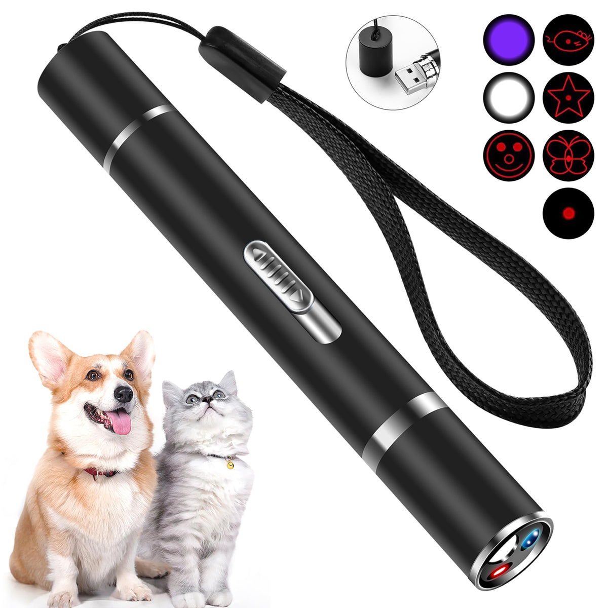 Cowjag laser-pointer long-range projection for indoor and outdoor play.