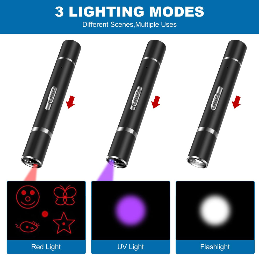 Cowjag laser-pointer with seven pattern modes for curious cats and dogs.