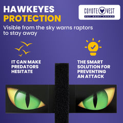 CoyoteVest HawkEyes close-up graphic detail for predator deterrence during outdoor activities