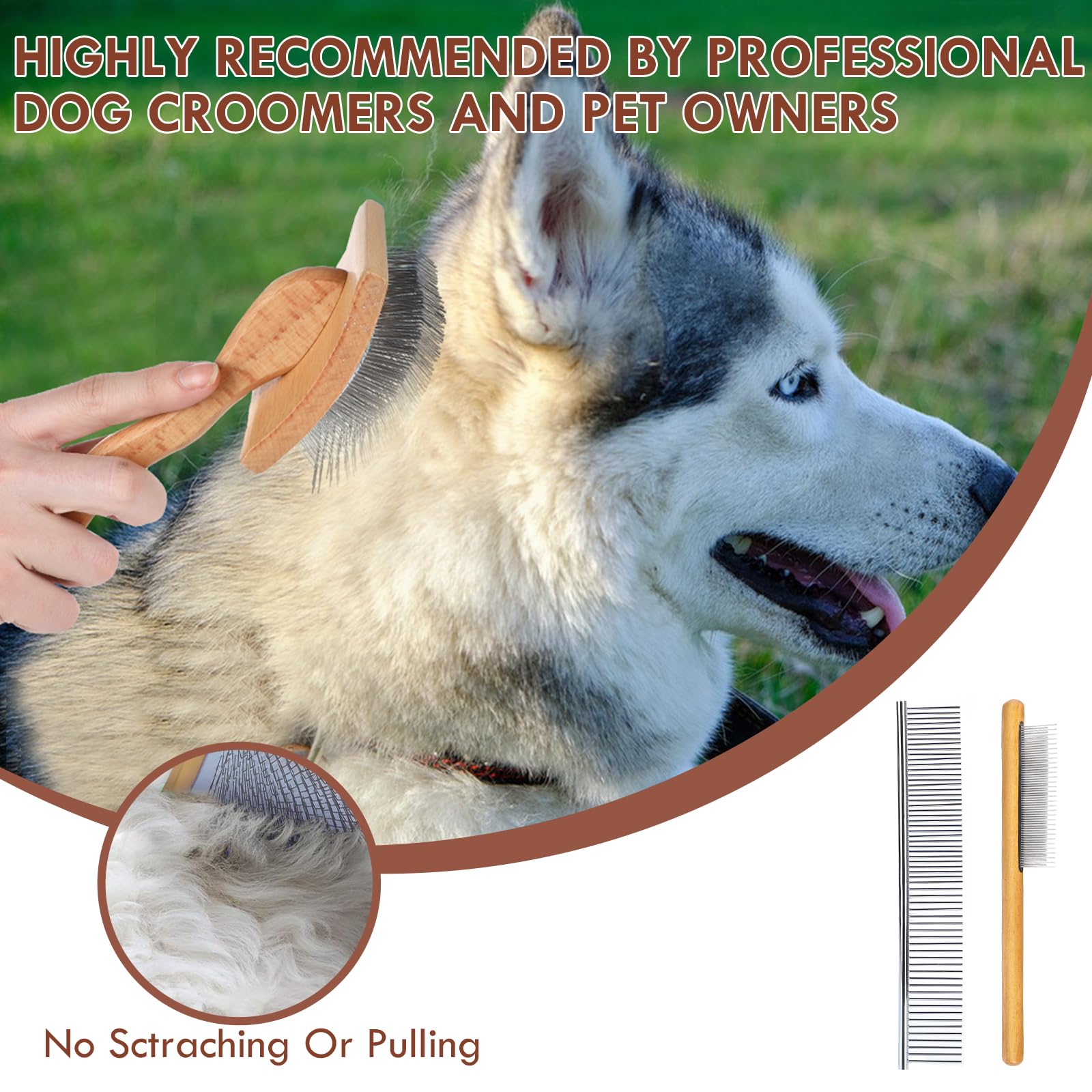 COZYGIFT Goldendoodle coat care scene for a smooth brushing routine.
