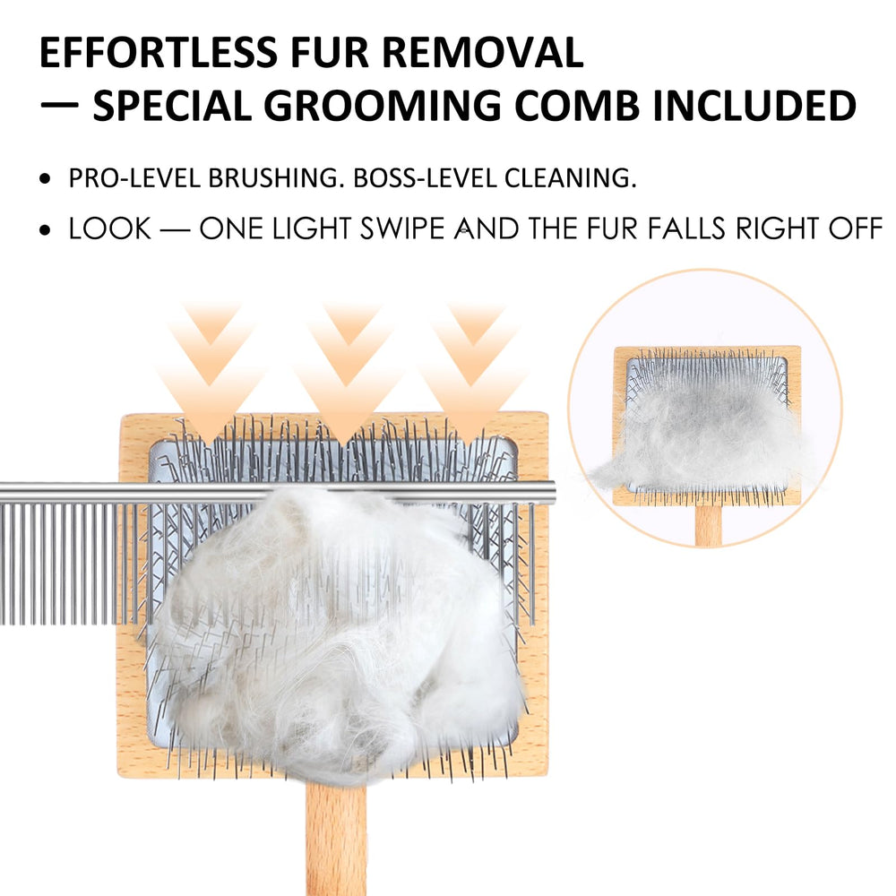COZYGIFT long-haired cat grooming scene for gentle mat removal.