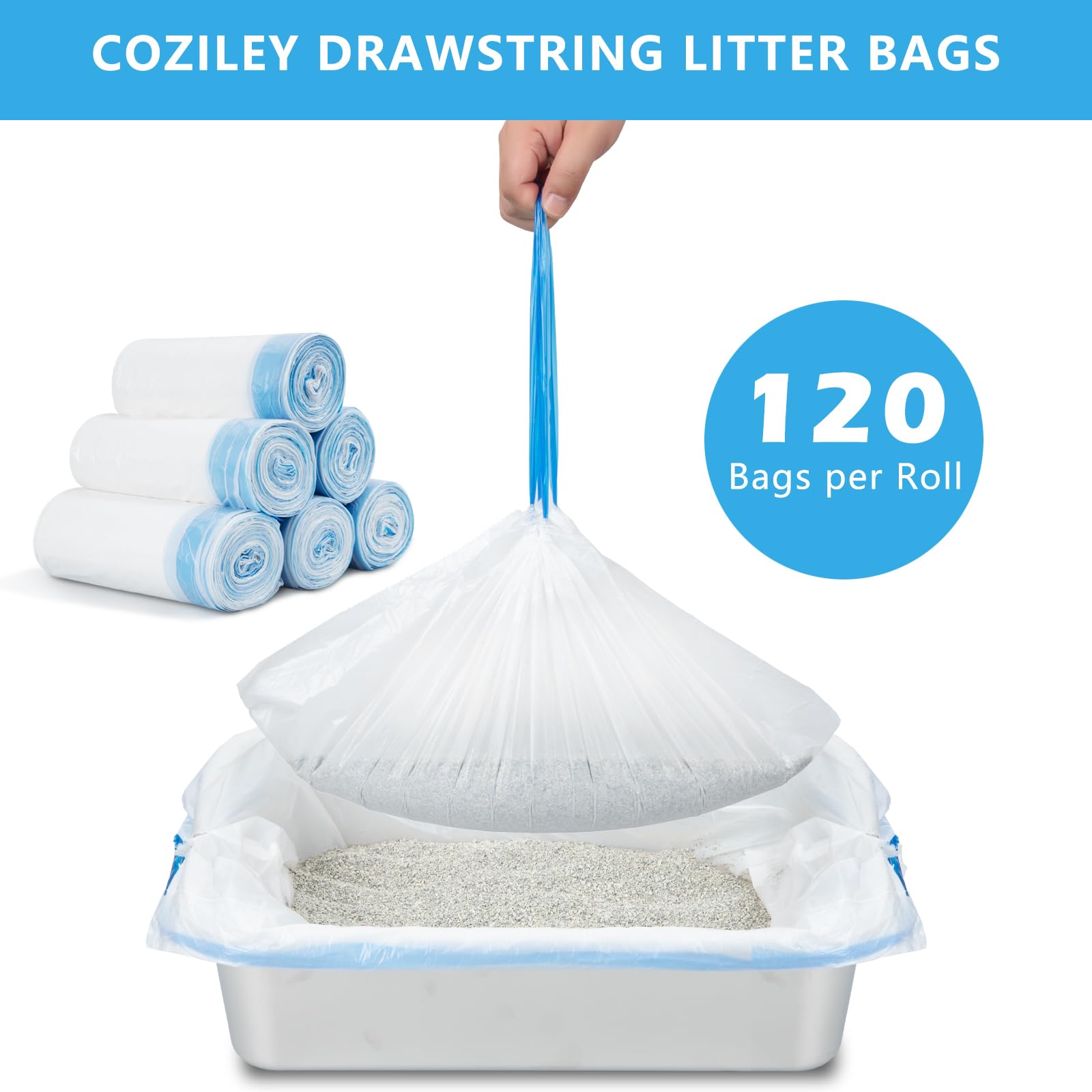 Coziley heavy-duty HDPE waste bags tear-resistant for wet litter cleanup.