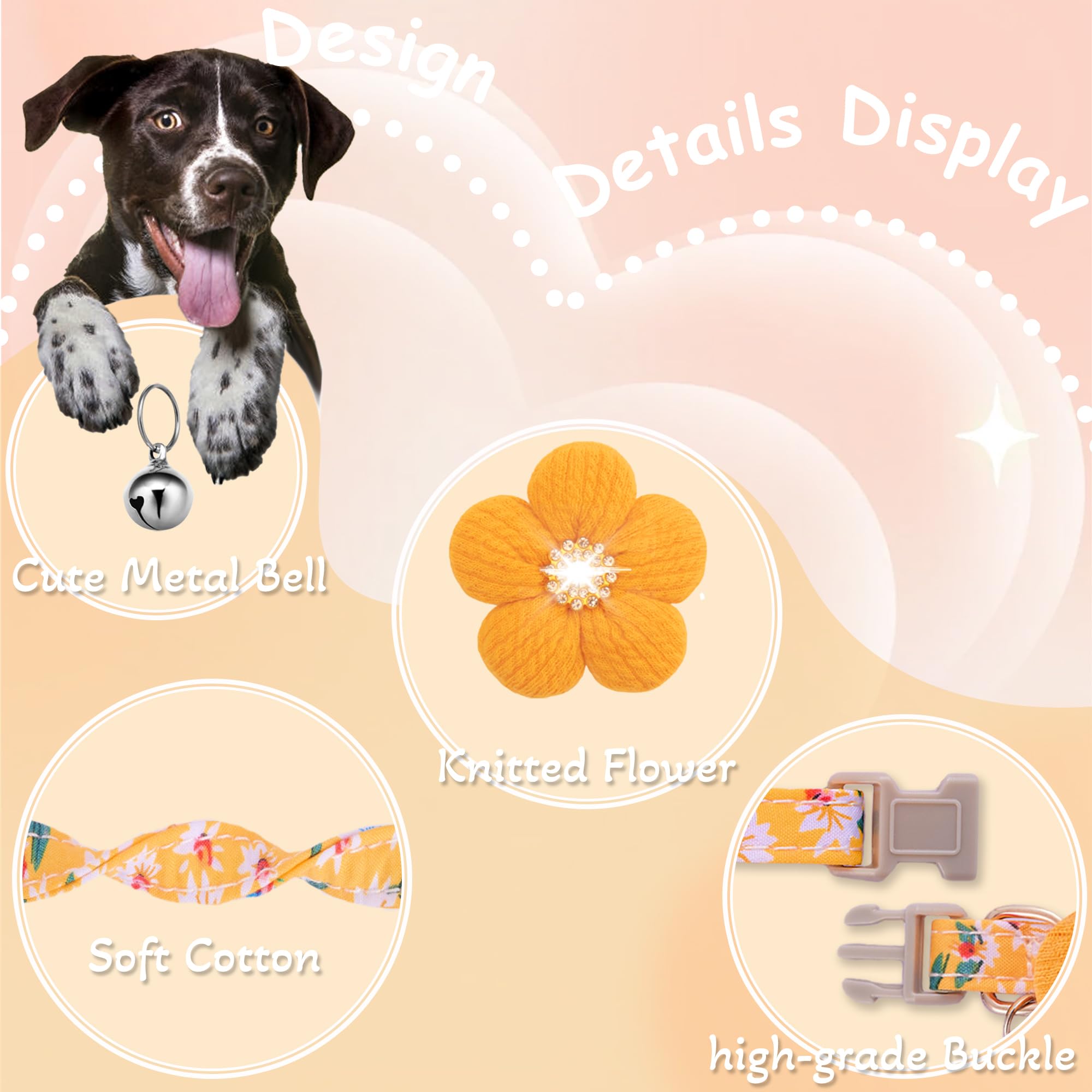 COZIRAE flower collar with bell handy for locating your dog during outings