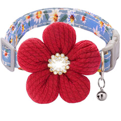 COZIRAE small dog collar with flower and bell for daily wear.