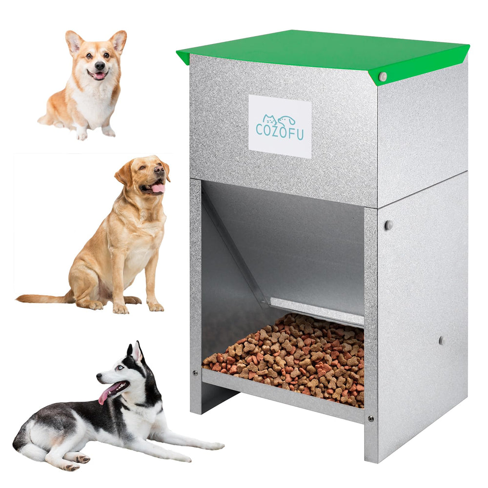COZOFU dog feeder front view showing gravity-fed system for easy meals