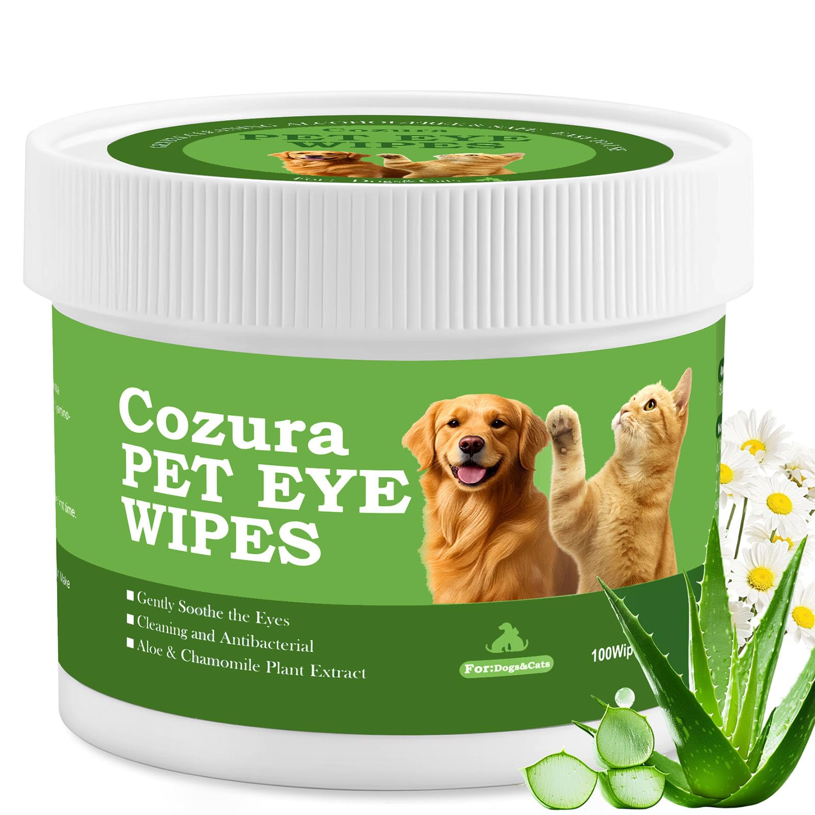 Cozura Pet Eye Wipes large pad for tear stain removal and gentle cleansing
