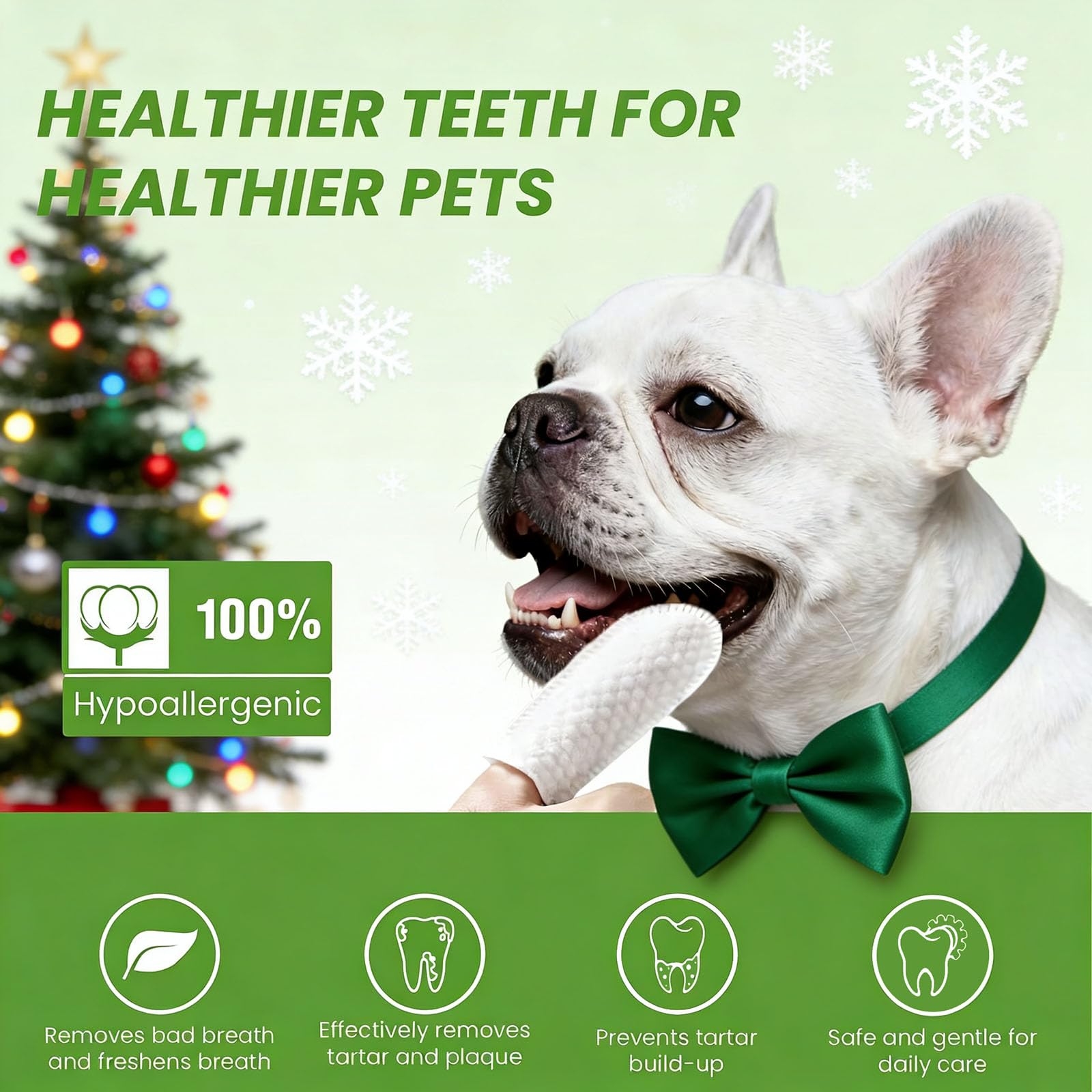 Cozura Teeth Cleaning Wipes removing tartar and plaque during a quick wipe