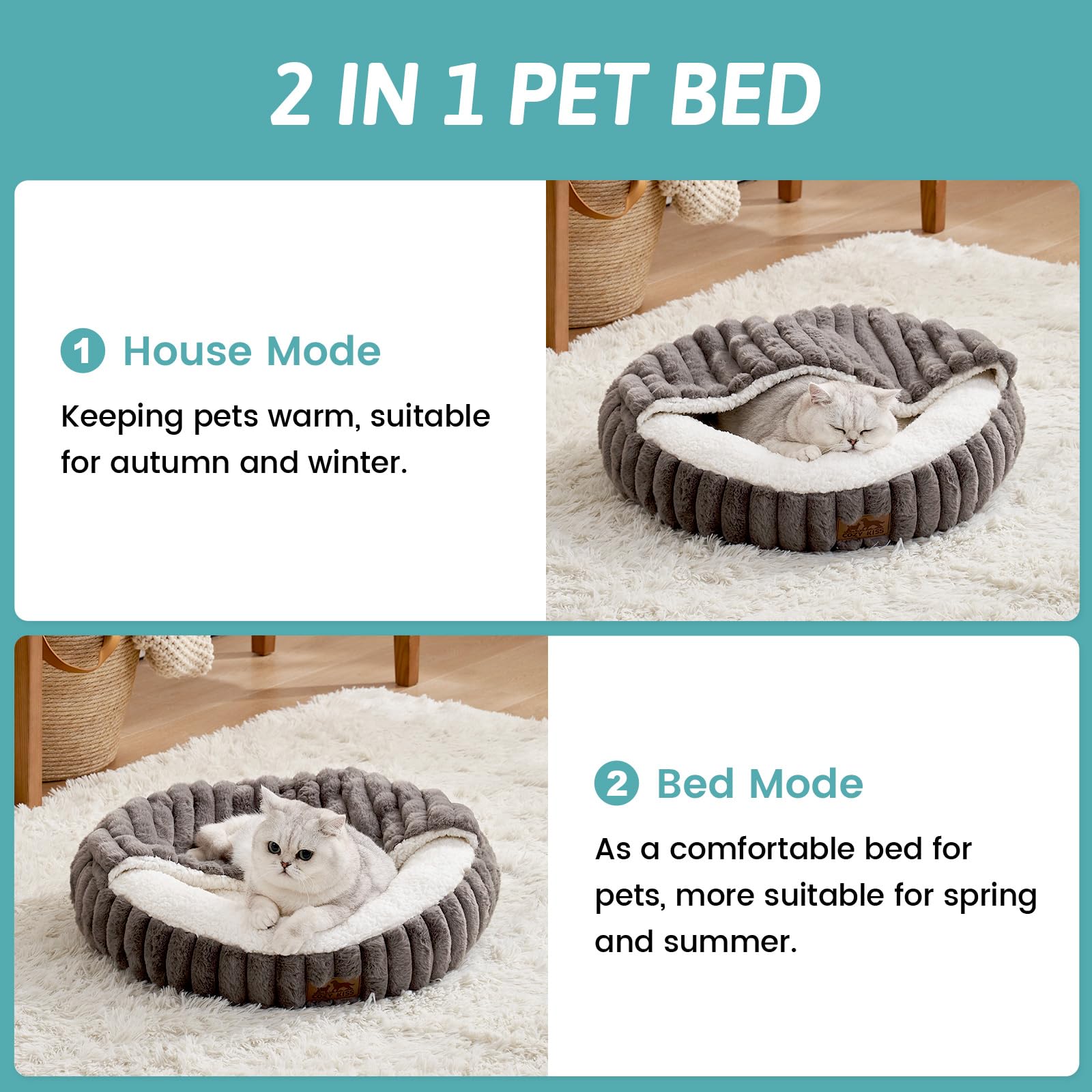 COZY KISS cat bed non-slip bottom keeps surface stable during play.